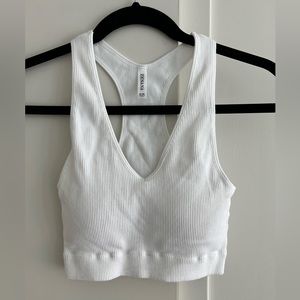 Zenana white racerback cropped bra top (padded)